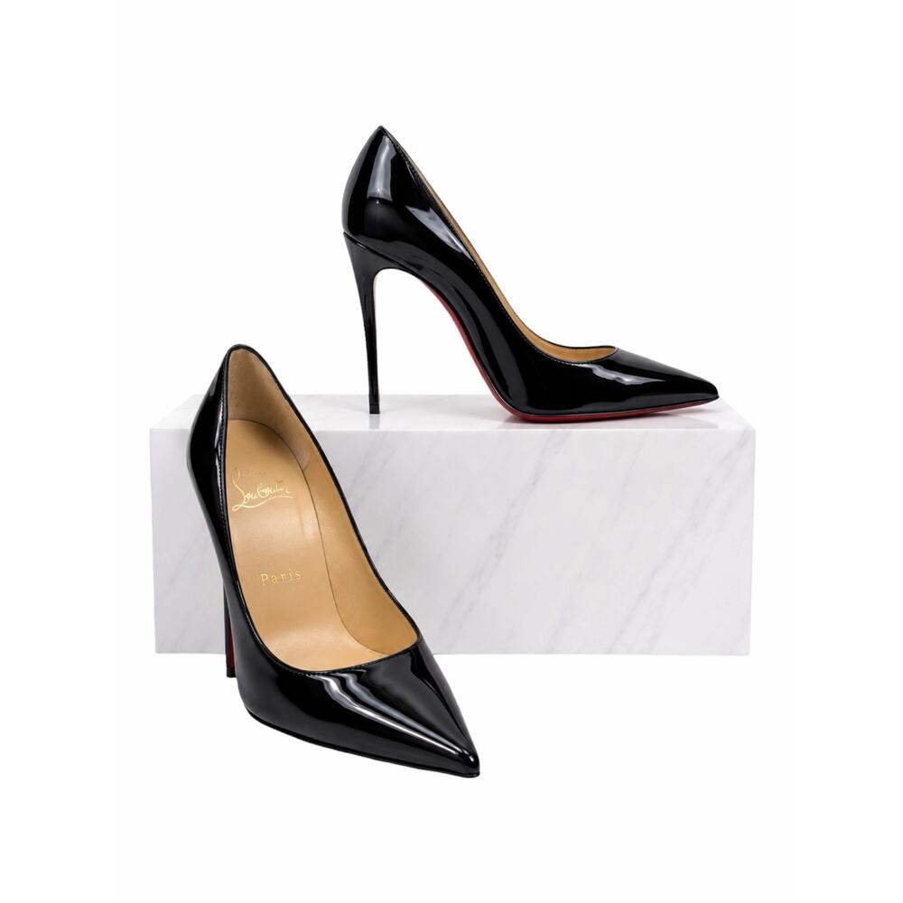 Christian Louboutin Kate 100 Patent Leather Pointed Toe Pump Black  Size 36